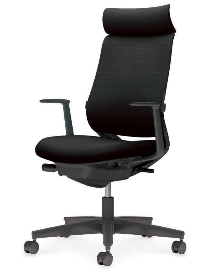 201017300201-201015910002_オフィスチェア（回転椅子） 肘付布　ブラック　ミトラ２　ショルダーサポート付-a