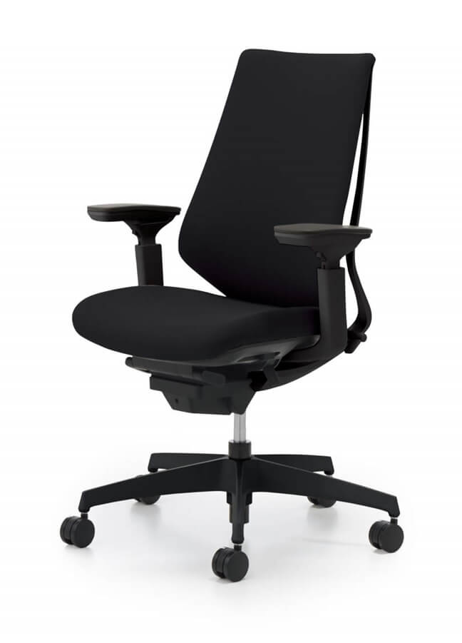201017400001_オフィスチェア（回転椅子） 肘付　布　ブラック　デュオラ-a