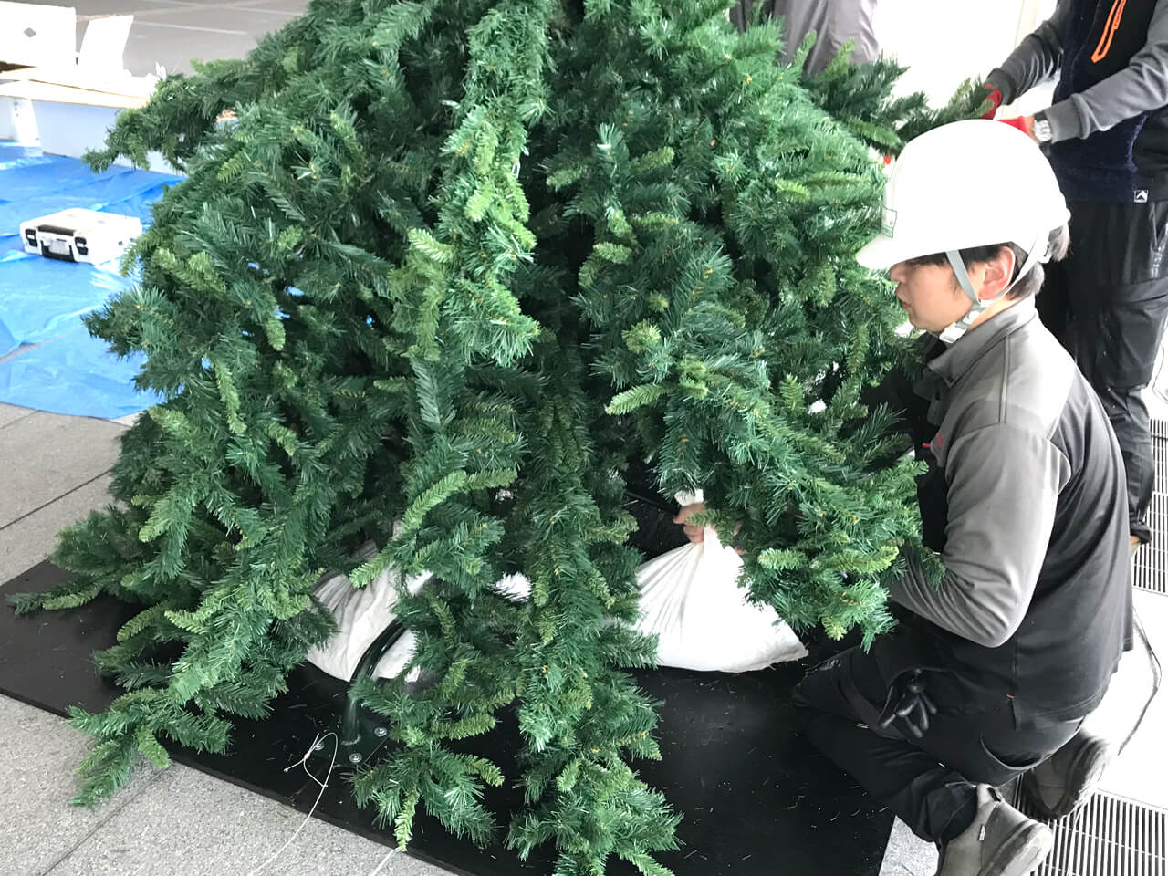 納入事例_クリスマスツリーの設置作業